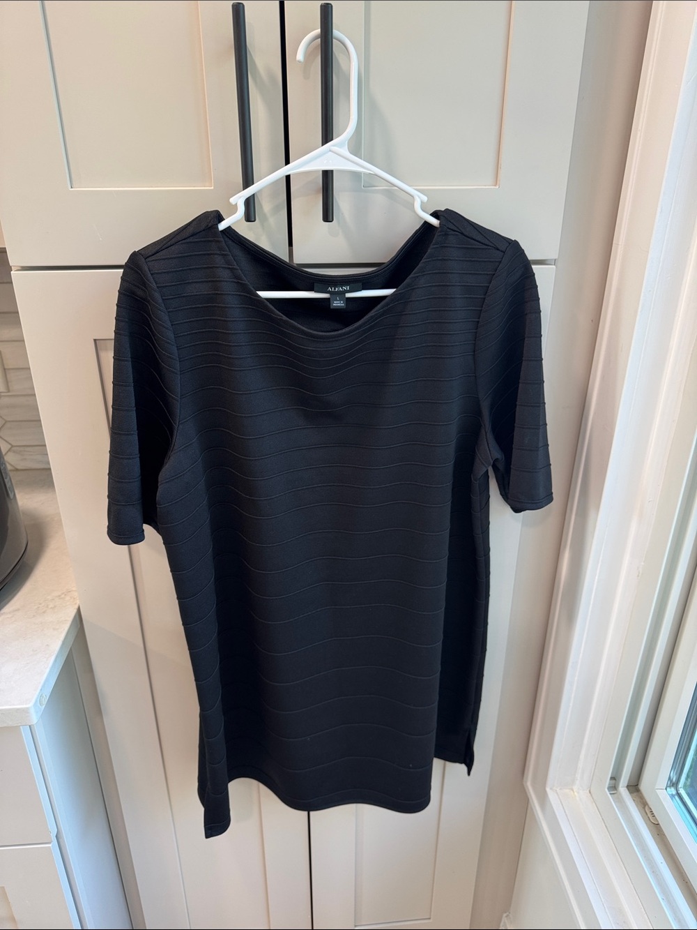 Alfani Black Short Sleeve Ribbed Textured Tunic Shirt/Dress Medium